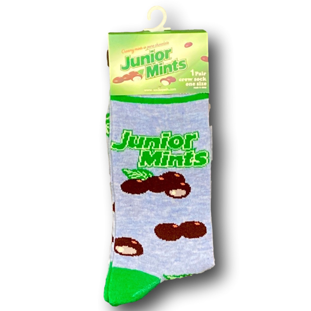 3/$20 Junior Mints Retro Candy Funny Novelty Crew Socks - NWT